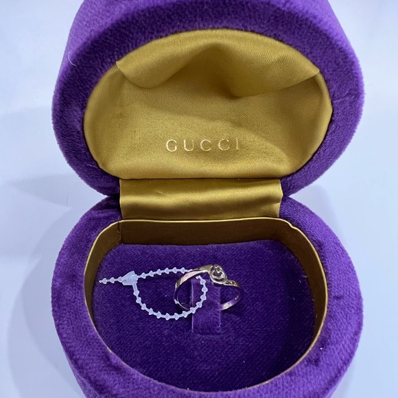 GUCCI GG Running 18K White Gold Stacked Ring - Picture 11 of 11